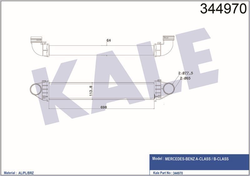 Kale 344970 Turbo Radyatörü Mercedes A-Class B-Class