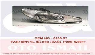 VALEO 87274 FAR SAĞ + SINYAL 206 98-03 ELEKTRIKLI ÇIZGILI H4