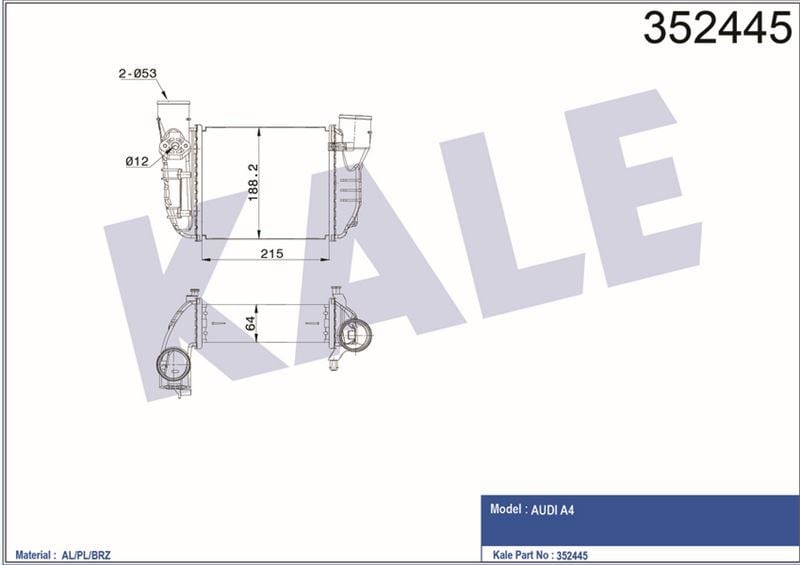 Kale 352445 Turbo Radyatörü Intercooler Audı A4 1.8T 00=-