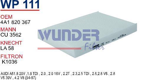 WUNDER WP111 POLEN FİLTRESİ - AUDi A6 94-97