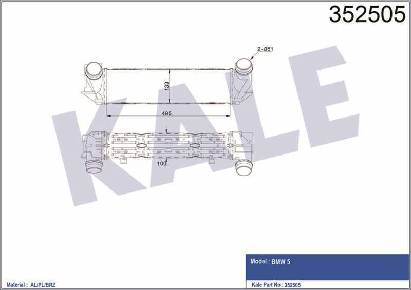 Kale 352505 Intercooler Bmw 5 F10-F11-F18 13-