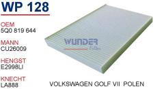 WUNDER WP128 POLEN FİLTRESİ - VOLKSWAGEN GOLF VII