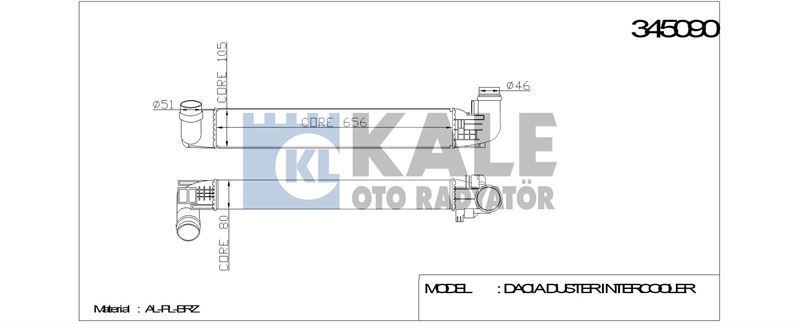 Kale 345090 Turbo Radyatörü Duster  2010 Sonrası 1.5 Dcı