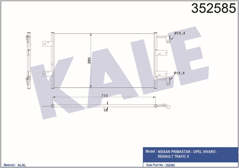 Kale 352585 Kondenser Nıssan Prımastar - Opel Vıvaro - Renault Tr