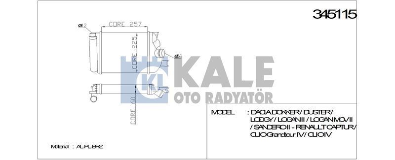Kale 345115 Turbo Radyatörü Clıo Iv  2013 Sonrası 1.2 Tce 1.2 16V 1.5 Dcı C