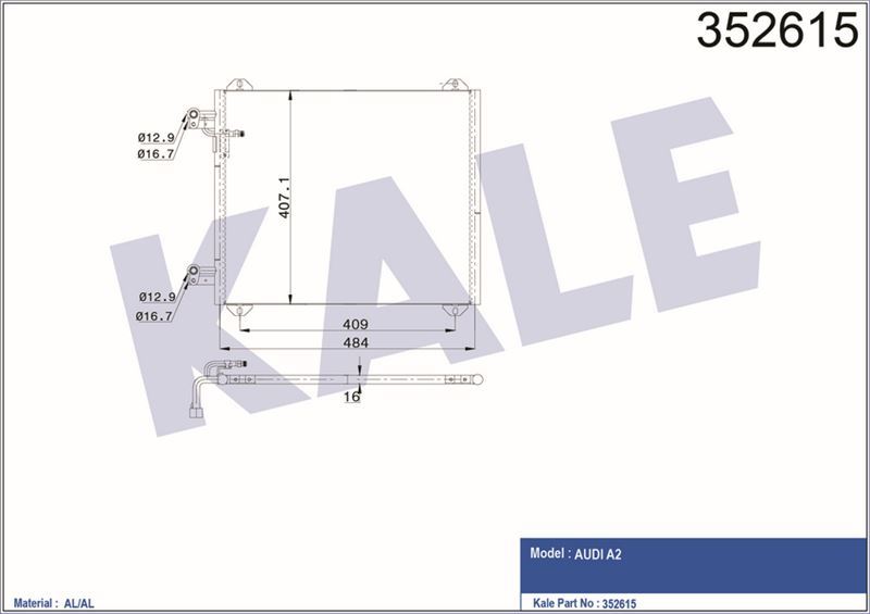 Kale 352615 Kondenser Audı A2 1.4 16V / 1.4 Tdı 00=-