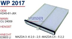 WUNDER WP2017 POLEN  FİLTRESİ - MAZDA 3 -6 2,0 - 2,5 -MAZDA CX -
