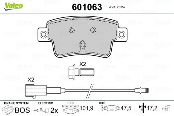 VALEO 601063 FREN BALATASI ARKA FISLI LINEA 07- PUNTO EVO 09- GRA