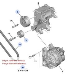 Peugeot 1613844680 Alternatör Rulmanı 2Rulman+1Kayıs Scudo 1999 Sonrası Du