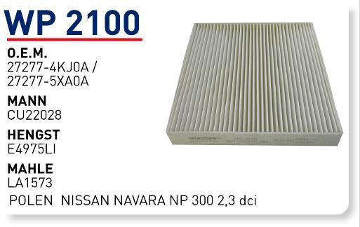 WUNDER WP2100 POLEN FİLTRESİ - NİSSAN NAVARA NP 300 2,3 dci