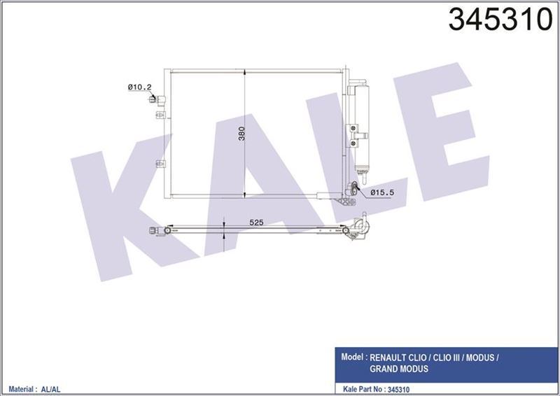 Kale 345310 Klima Radyatörü Clıo Iıı 2005 Sonrası 1.5 Dcı Modus 2004 Sonrası 545X35