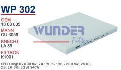 WUNDER WP302 POLEN FİLTRESİ - OPEL OMEGA B 2.0 TDI-2.0i-2.2 16v