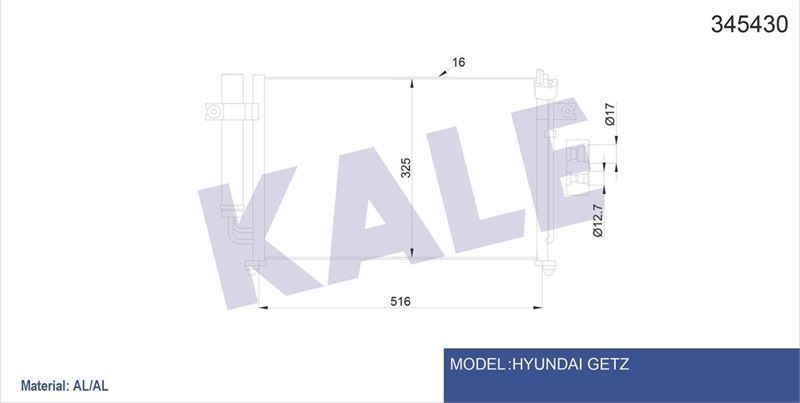 Kale 345430 Klima Radyatörü Getz 1.1 1.3I 1.4İ 02-09 İ10 1.1 08-