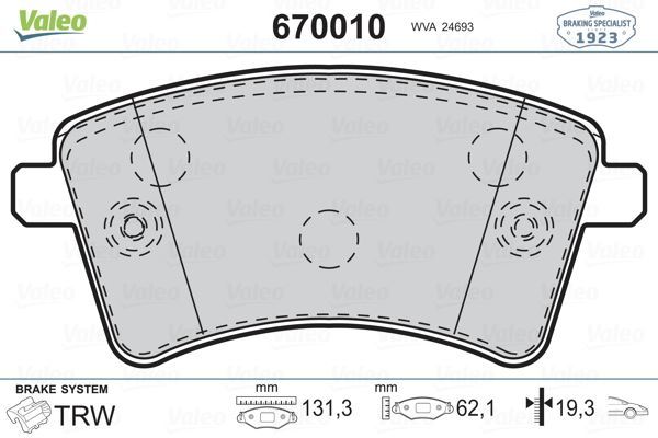 VALEO 670010 ÖN BALATA KNG III 1.6 16V-1.5 DCI 02/08=- MERCEDES C