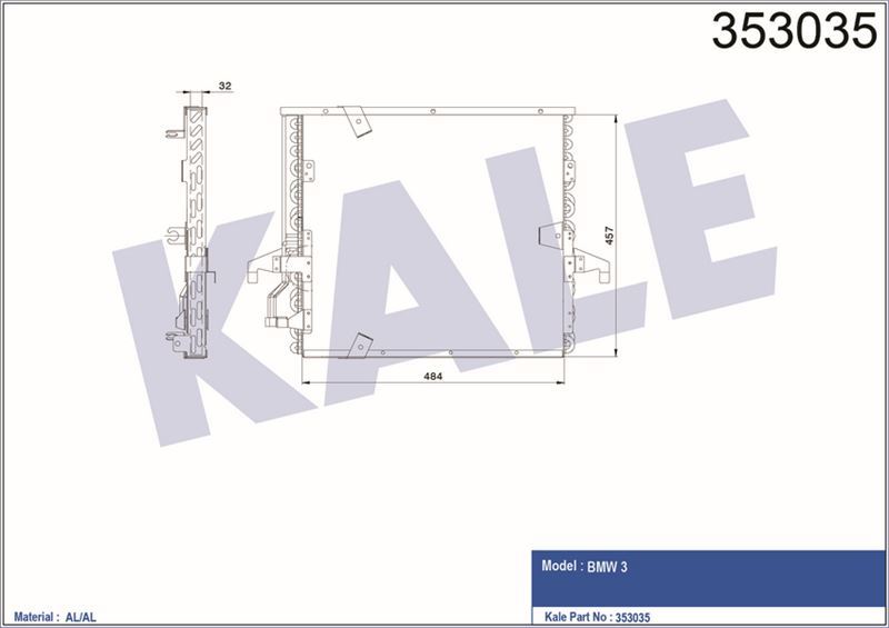 Kale 353035 Klima Radyatörü (483×468×25) Bmw 3 (E36) 316  318 320
