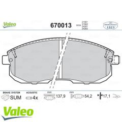 VALEO 670013 ÖN BALATA NISSAN JUKE 2010=- 350 Z 03=- MAXIMA QX (8