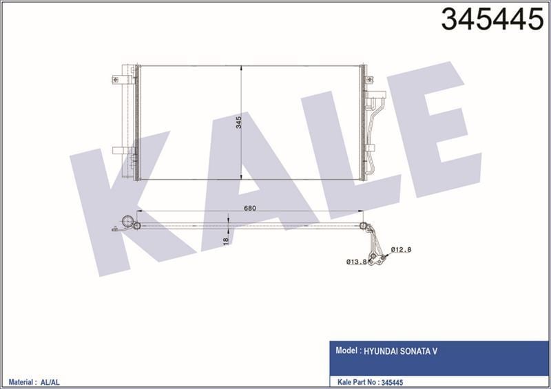 Kale 345445 Radyatör Klima Sonata 2.0 Crdı 2006 Sonrası Kurutucu Ile 97606