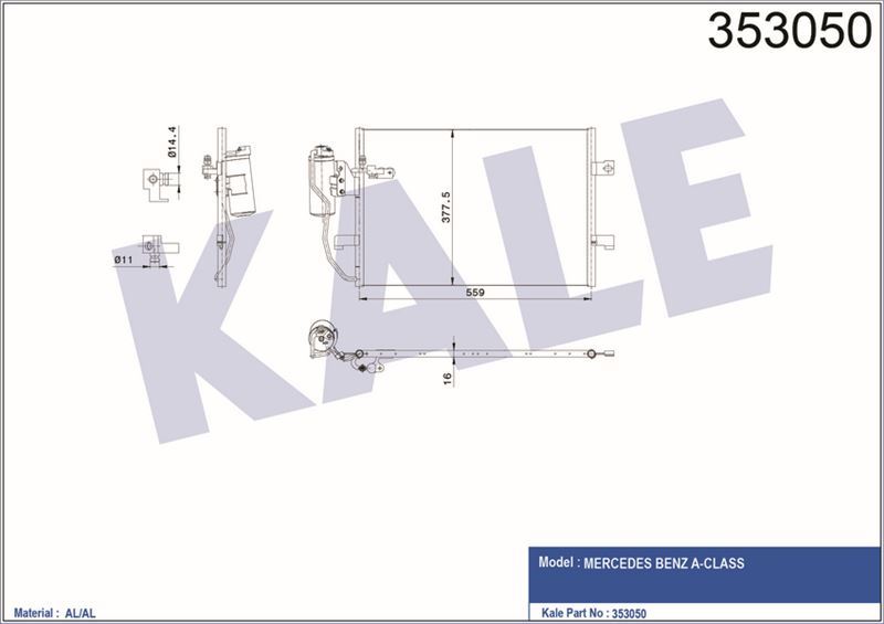 Kale 353050 Klima Radyatörü (541×381×16) (Kurutucu Ile) Benz A-Cl