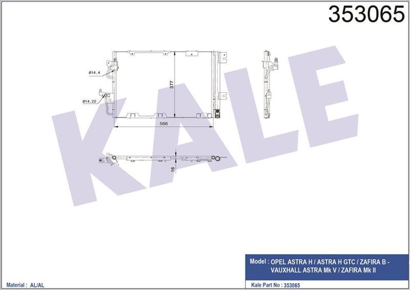 Kale 353065 Klima Radyatörü Opel Astra H Astra H Gtc-Zafıra B