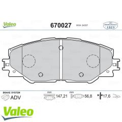 VALEO 670027 ÖN BALATA AURIS 1.4 D-1.4-1.8 1.6 VVTI-2.0 D-2.2 D (