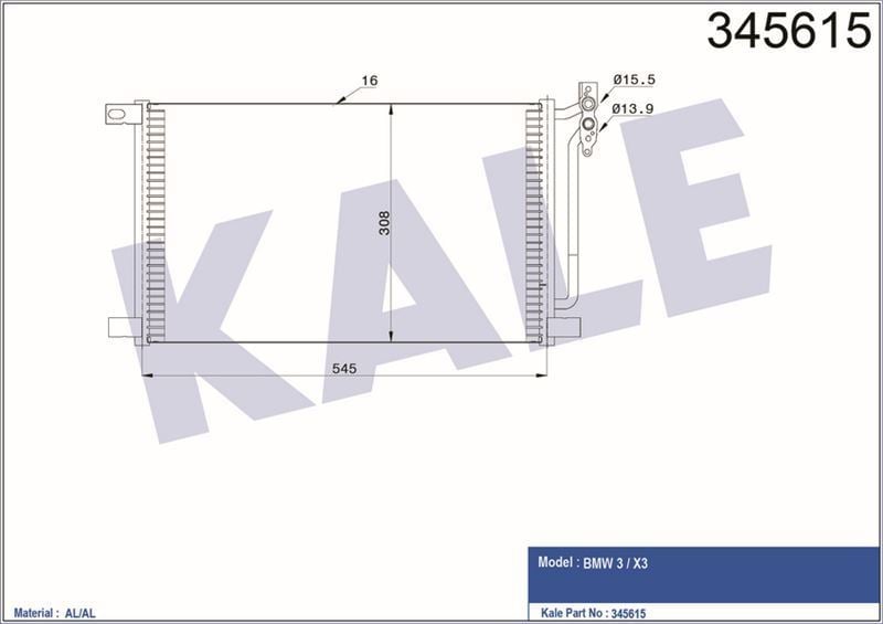 Kale 345615 Klima Radyatörü Bmw 3 Bmw X3