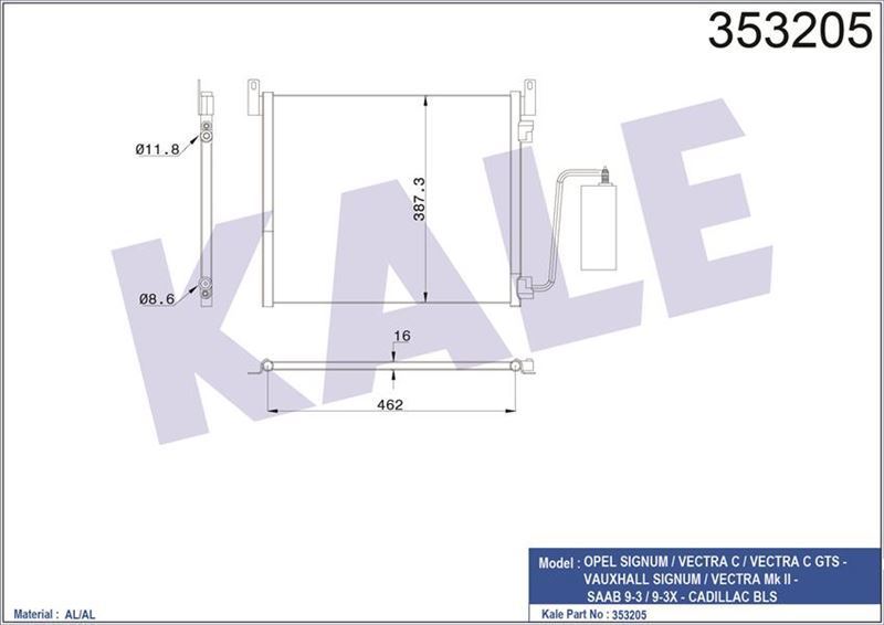 Kale 353205 Klima Radyatörü Opel Sıgnum Vectra C Gts