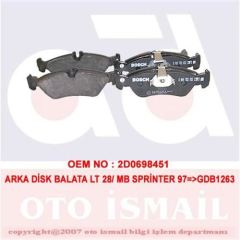 Bosch 986424219 Fren Balatası Arka Lt28-35 96-06 Lt28-46 96-06 /