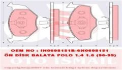 Trw Gdb1306 Fren Balatası Ön Golf Iıı 1991 Sonrası Polo Iıı 1999 Sonrası Polo Class