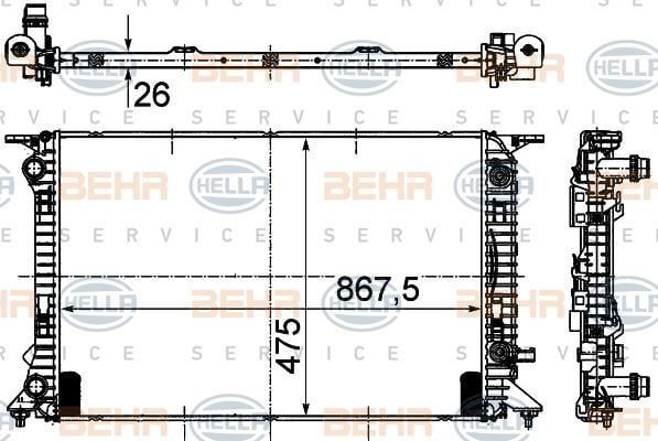 BEHR 8Mk376745-631 Su Radyatörü A4 2007 Sonrası 1.8 Tfsı 2.0 Tdı 2.0 Tfsı