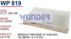 WUNDER WP819 POLEN  FİLTRESİ - RENAULT MEGANE IV-SCENİC IV -ESPAC