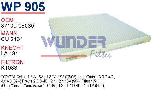 WUNDER WP905 POLEN FİLTRESİ - TOYOTA YARiS 1.8