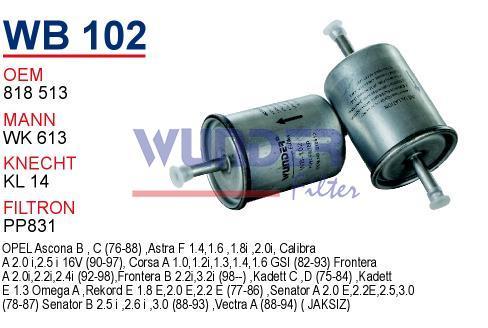 WUNDER WB102 BENZİN FİLTRESİ - VOLKSWAGEN POLO (TIRNAKSIZ)