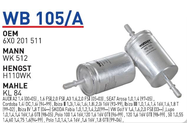 WUNDER WB105/A BENZİN FİLTRESİ - VOLKSWAGEN POLO (TIRNAKLI)