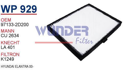WUNDER WP929 POLEN FİLTRESİ - HYUNDAi ELANTRA 00-