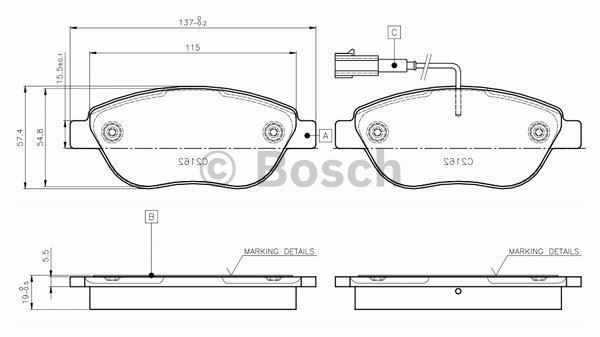 Bosch 986424596 Fren Balatası Ön 500 L Lınea 2007 Sonrası Doblo  2010 Sonrası Fıorın
