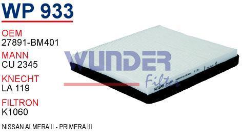 WUNDER WP933 POLEN FİLTRESİ - NiSSAN ALMERA II - PRiMERA III