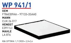 WUNDER WP941/1 POLEN FİLTRESİ - KİA OPTİMA 1,7 CRDİ - 2,0-2,4