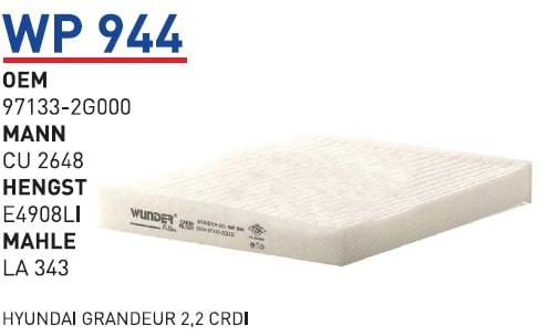 WUNDER WP944 POLEN FİLTRESİ - KİA MAGENTİS 2,0-2,7 V6