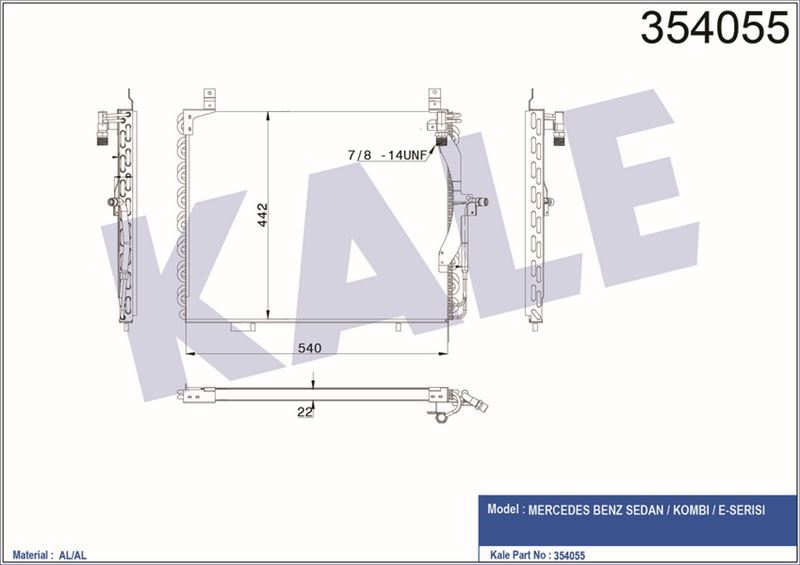 Kale 354055 Klima Radyatörü 585×432×20 Benz Sedan Kombı Coupe 85-