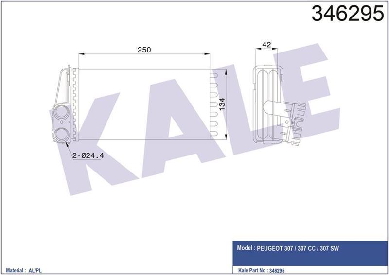 Kale 346295 Kalorifer Radyatörü 307 2001 Sonrası Marelli Standart Klima
