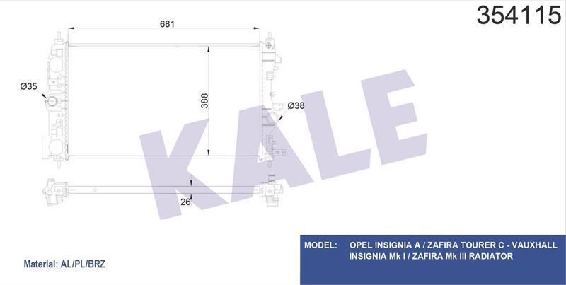 Kale 354115 Radyatör Opel Insıgnıa A Zafıra Tourer C