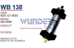 WUNDER WB138 BENZİN FİLTRESİ - AUDİ A6 2,0-3,0 TDİ - AUDİ A7 3,07