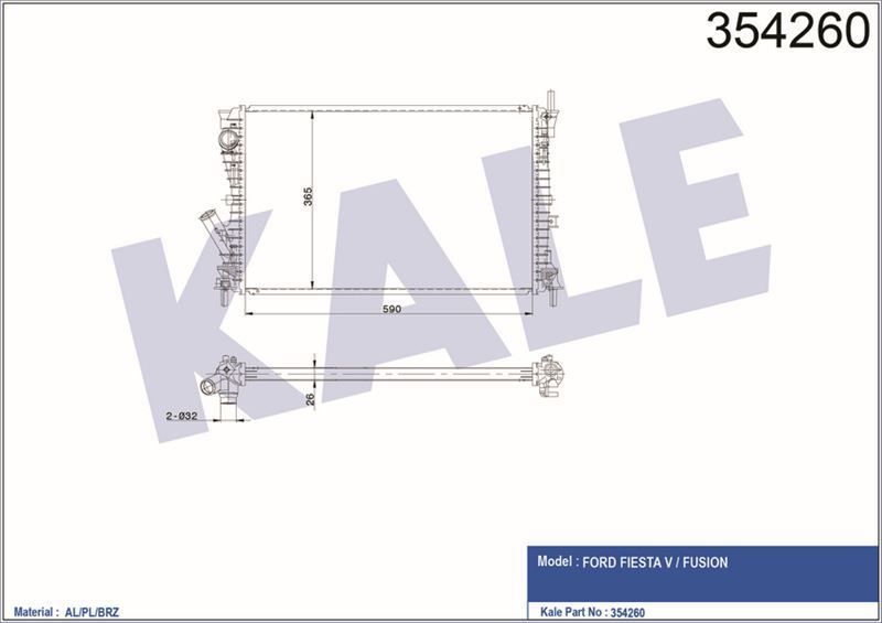 Kale 354260 Su Radyatörü Ford: Fıesta 1.6 Tdcı 90 Ps 02-12