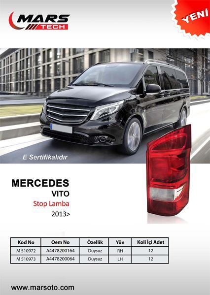 Mars 510972 Stop Lambası Sağ Mercedes Vito 13 Duysuz