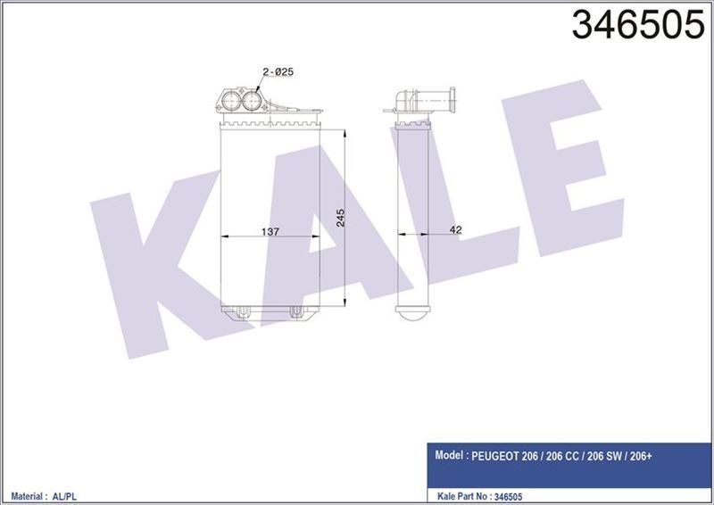 Kale 346505 Kalorifer Radyatörü 206 + Te3 2009 Sonrası Mekanık