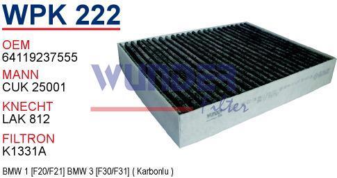 WUNDER WPK222 POLEN  FİLTRESİ - BMW 1 [F20/F21] BMW 3 [F30/F31]