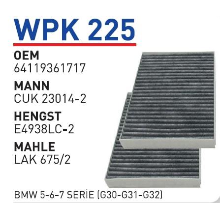 WUNDER WPK225 POLEN  FİLTRESİ - BMW 5-6-7 SERİE (G30-G31-G32)