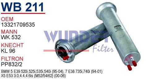 WUNDER WB211 BENZİN FİLTRESİ - BMW E39 520i - X5 4.4i V8 M52-M54-