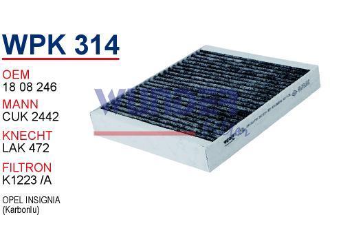 WUNDER WPK314 POLEN  FİLTRESİ - OPEL İNSİGNİA-ASTRA J -CHEVROLET