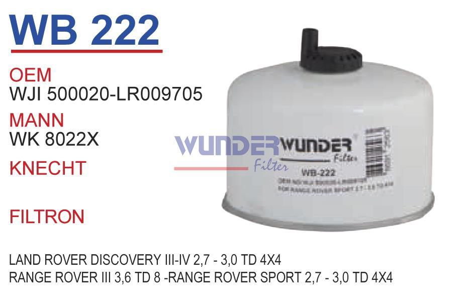 WUNDER WB222 MAZOT  FİLTRESİ - RANGE ROVER III 3,6 TD 8 -RANGE RO